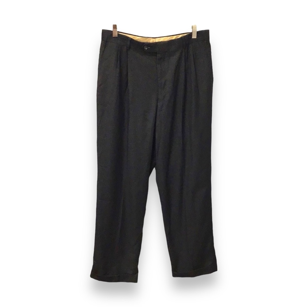 Boca Classics Mens Pleated Front Wool Blend Dress Pants, Charcoal, size 34x30